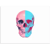 PosterMonkey Poster 40x30 cm - Schedel - Grafisch - Roze - Verdeeld - Posters - Kamer decoratie - Wanddecoratie woonkamer - Muurdecoratie slaapkamer