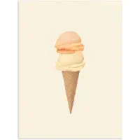 PosterMonkey Poster 30x40 cm - Minimalistisch - Schepijs - Hoorntje - Beige - Posters - Kamer decoratie - Wanddecoratie woonkamer - Muurdecoratie slaapkamer