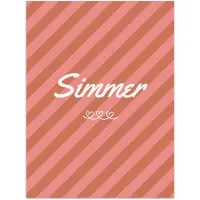 PosterMonkey Poster 60x80 cm - Simmer - Hartjes - Strepen - Roze - Posters - Kamer decoratie - Wanddecoratie woonkamer - Muurdecoratie slaapkamer