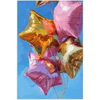 PosterMonkey Poster 20x30 cm - Ballonnen - Goud - Stervorm - Roze - Posters - Kamer decoratie - Wanddecoratie woonkamer - Muurdecoratie slaapkamer