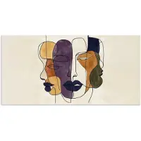 PosterMonkey Poster 120x60 cm - Abstract - Overlappende gezichten - Paars - Donkergroen - Posters - Kamer decoratie - Wanddecoratie woonkamer - Muurdecoratie slaapkamer