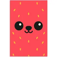 PosterMonkey Poster 40x60 cm - Kat - Aardbei - Cartoon - Posters - Kamer decoratie - Wanddecoratie woonkamer - Muurdecoratie slaapkamer