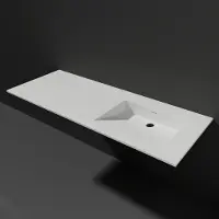 Lambini Designs Flora solid surface wastafel 120cm rechts zonder kraangat wit mat