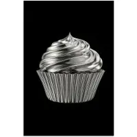 PosterMonkey Poster 40x60 cm - Cupcake - Luxueus - Zilver - Posters - Kamer decoratie - Wanddecoratie woonkamer - Muurdecoratie slaapkamer