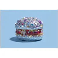 PosterMonkey Poster 180x120 cm - Glitters - Hamburger - Blauw - Posters - Kamer decoratie - Wanddecoratie woonkamer - Muurdecoratie slaapkamer XXL