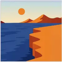 PosterMonkey Poster 100x100 cm - Landschap - Bergen - Zon - Zee - Posters - Kamer decoratie - Wanddecoratie woonkamer - Muurdecoratie slaapkamer XXL