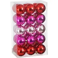 Mica Decorations Kerstballen Set - 30 Stuks - Ø8 cm - Onbreekbaar - Rood, Roze, Fuchsia