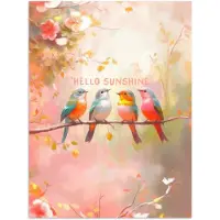 PosterMonkey Poster 30x40 cm - Vogels - Tak - Quote - Roze - Posters - Kamer decoratie - Wanddecoratie woonkamer - Muurdecoratie slaapkamer