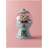 PosterMonkey Poster 60x80 cm - Kauwgom - Retro - Snoep - Roze - Posters - Kamer decoratie - Wanddecoratie woonkamer - Muurdecoratie slaapkamer