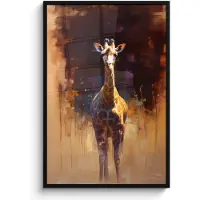PosterMonkey Poster in lijst - Fotolijst 80x120 cm - Posters - Giraf - Bruin - Abstract - Geschilderd - Posterlijst zwart - Decoratie - Wanddecoratie woonkamer - Muurdecoratie slaapkamer
