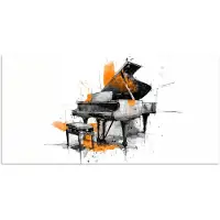 PosterMonkey Poster 120x60 cm - Piano - Oranje - Zwart - schets lijnen - Posters - Kamer decoratie - Wanddecoratie woonkamer - Muurdecoratie slaapkamer