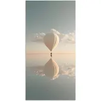 PosterMonkey Poster 20x40 cm - Luchtballon - Wolken - Water - Blauw - Posters - Kamer decoratie - Wanddecoratie woonkamer - Muurdecoratie slaapkamer