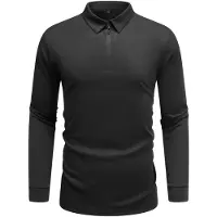 Allthemen Heren Lange Mouw Rek T-Shirt - Oversize Polo Met Halve Rits - M
