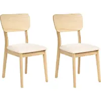 Beliani MINIER - Eetkamerstoel set van 2 - Lichtbruin/Lichtbeige - Rubberhout