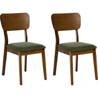 Beliani MINIER - Eetkamerstoel set van 2 - Donkerbruin/Groen - Rubberhout