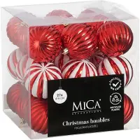 Mica Decorations Kerstballen Set - 27 Stuks - Ø8 cm - Onbreekbaar - Rood