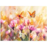 PosterMonkey Poster 160x120 cm - Vlinders - Oranje - Bloemen - Posters - Kamer decoratie - Wanddecoratie woonkamer - Muurdecoratie slaapkamer XXL