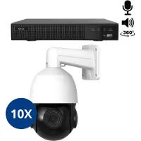 Dutch Security Systems 10x Beveiligingscamera set - Bedraad - Sony PTZ 360 graden 2K - Wit -