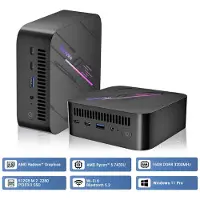 Blackview MP100 Mini PC - 16 GB DDR4 - 512 GB M.2 SSD - AMD Ryzen 5 7430U - Tot 4,3 GHz - Windows 11 Pro - WiFi 6 - USB 3.2 * 2 Type A 2.0 * 1 - 4K UHD - RGB-verlichting - BT 5.2 - Zwart