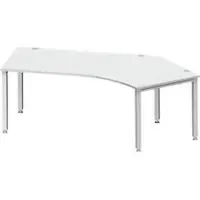 Schäfer Shop hoekbureau MODENA FLEX 135°, aanbouw rechts, 4-poots vierkante buis, B 2165 mm, lichtgrijs