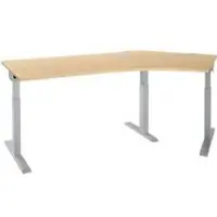 Schäfer Shop hoekbureau ERGO-T 2.0, 135° hoek, aanbouw rechts, T-voet, B 2165 x D 800 x H 675-895 mm, ahorn/wit aluminium