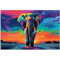 PosterMonkey Poster 120x80 cm - Olifant - Kleurrijk - Lucht - Abstract - Posters - Kamer decoratie - Wanddecoratie woonkamer - Muurdecoratie slaapkamer
