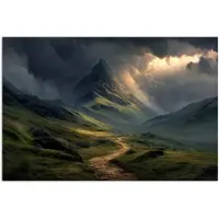 PosterMonkey Poster 60x40 cm - Bergen - Kronkelpad - Groen - Wolken - Posters - Kamer decoratie - Wanddecoratie woonkamer - Muurdecoratie slaapkamer