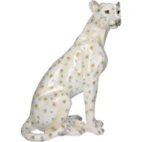 HD Collection Ornament Leopard Polyresin White 34.5x22x46.5cm