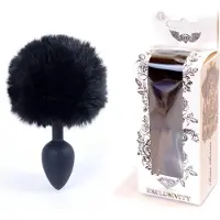 Bossoftoys - Black Silicone Anal Plug With Bunny Tail Black - Length 6,5 Cm - Dia 2,7 Cm - 64-00100 - gave Cadaubox