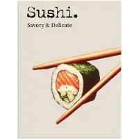 PosterMonkey Poster 60x80 cm - Sushi - Zalm - Rijst - Japans - Posters - Kamer decoratie - Wanddecoratie woonkamer - Muurdecoratie slaapkamer