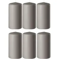 Enlightening Candles Zandgrijze cilinderkaarsen - stompkaarsen - 6 x 10 cm - 6x stuks - 36 branduren - Geurloze kaarsen zandgrijs - Woondecoraties