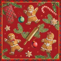 Ambiente papieren servetten peperkoek servet rood Gingerbread cookies red 33 x 33 cm
