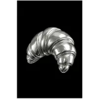 PosterMonkey Poster 40x60 cm - Croissant - Metaal - Zilver - Posters - Kamer decoratie - Wanddecoratie woonkamer - Muurdecoratie slaapkamer