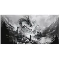 PosterMonkey Poster 40x20 cm - Krijger - Draak - Grijs - Posters - Kamer decoratie - Wanddecoratie woonkamer - Muurdecoratie slaapkamer