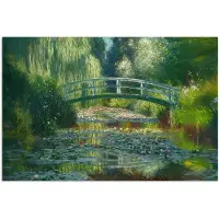 PosterMonkey Poster 180x120 cm - Brug - Hout - Vijver - Waterlelies - Posters - Kamer decoratie - Wanddecoratie woonkamer - Muurdecoratie slaapkamer XXL