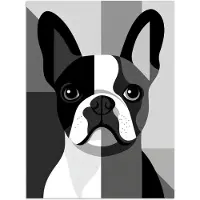 PosterMonkey Poster 120x160 cm - Buldog - Zwart - Abstract - Vlakken - Posters - Kamer decoratie - Wanddecoratie woonkamer - Muurdecoratie slaapkamer XXL