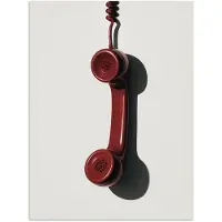PosterMonkey Poster 120x160 cm - Telefoon - Koord - Rood - Minimalistisch - Posters - Kamer decoratie - Wanddecoratie woonkamer - Muurdecoratie slaapkamer XXL