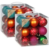 Inge-glas Kerstballen - 54x st - 6 cm - gekleurd - kunststof - kerstballenpakket