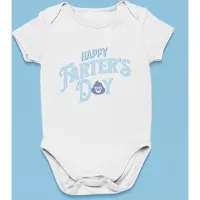 Logostar Vaderdag Cadeau - Romper Happy Farters Day Blauw - Maat 92 - Kleur Wit - 100% Katoen