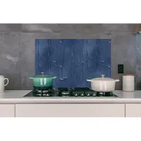 KitchenYeah Spatscherm Keuken - Kookplaat Achterwand - Spatwand Fornuis - 80x55 cm - Verf - Patronen - Blauw - Aluminium - Wanddecoratie - Muurbeschermer - Hittebestendig