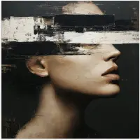 PosterMonkey Poster 100x100 cm - Gezicht - Vrouw - Zwart - Abstract - Posters - Kamer decoratie - Wanddecoratie woonkamer - Muurdecoratie slaapkamer XXL