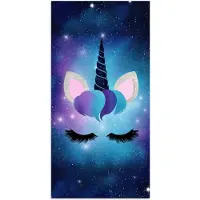 PosterMonkey Poster 75x150 cm - Eenhoorn - Sterren - Magisch - Blauw - Posters - Kamer decoratie - Wanddecoratie woonkamer - Muurdecoratie slaapkamer