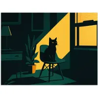 PosterMonkey Poster 160x120 cm - Zwarte kat - Mysterieus - Gele instraal - Posters - Kamer decoratie - Wanddecoratie woonkamer - Muurdecoratie slaapkamer XXL