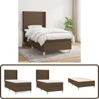 vidaXL Boxspring met matras stof donkerbruin 90x190 cm
