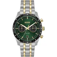 BOSS TOURMASTER Horloge met groene wijzerplaat en tweekleurige polsband