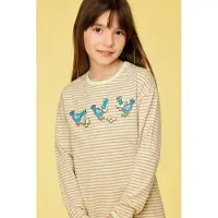 Woody Slaapkleedje groen-beige streep - maat 104/4J