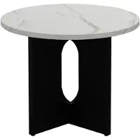 Oviala - Moderne ronde salontafel 50 cm zwart marmerlook - Klery