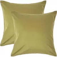Homescapes Luxe Satijn Kussensloop 40x40 cm – Olijfgroen – Set van 2 – 100% Egyptisch Katoen Satijn – Draaddichtheid 1000
