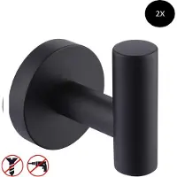 Waal Zelfklevende haken mat zwart (2-stuks)
