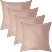 Homescapes Luxe Satijn Kussensloop 80x80 cm – Beige – Set van 4 – 100% Egyptisch Katoen Satijn – Draaddichtheid 1000